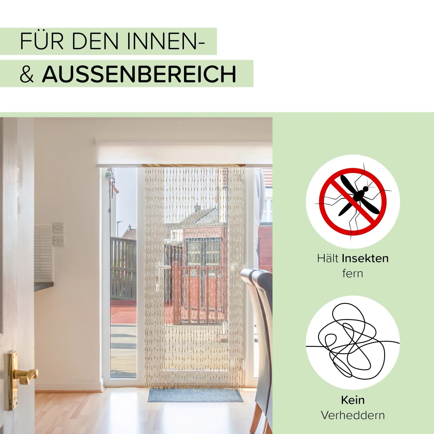 Kobolo Türvorhang Circles, Papiervorhang mit 36 Strängen, 90x200 cm als Dekoartikel und Insektenschutz.