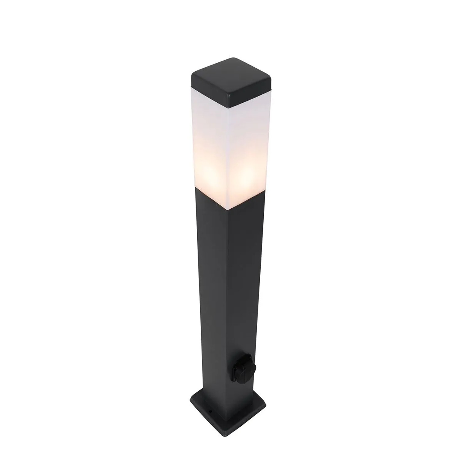 Moderne, dunkelgraue QAZQA Außenleuchte Malios, 80 cm hoch, mit E27 Fassung und IP44 Schutz.