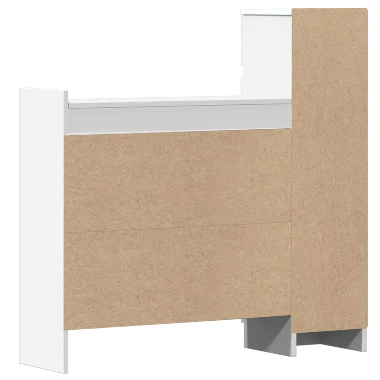 Weißer vidaXL Schuhschrank (100,5x28x100 cm) aus Holzwerkstoff. Schuhkommode mit Schublade und Fächern.