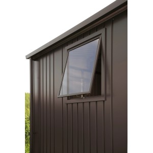 Biohort Seitenwandelement mit Fenster in Dunkelgrau-Metallic für Gartenhäuser.