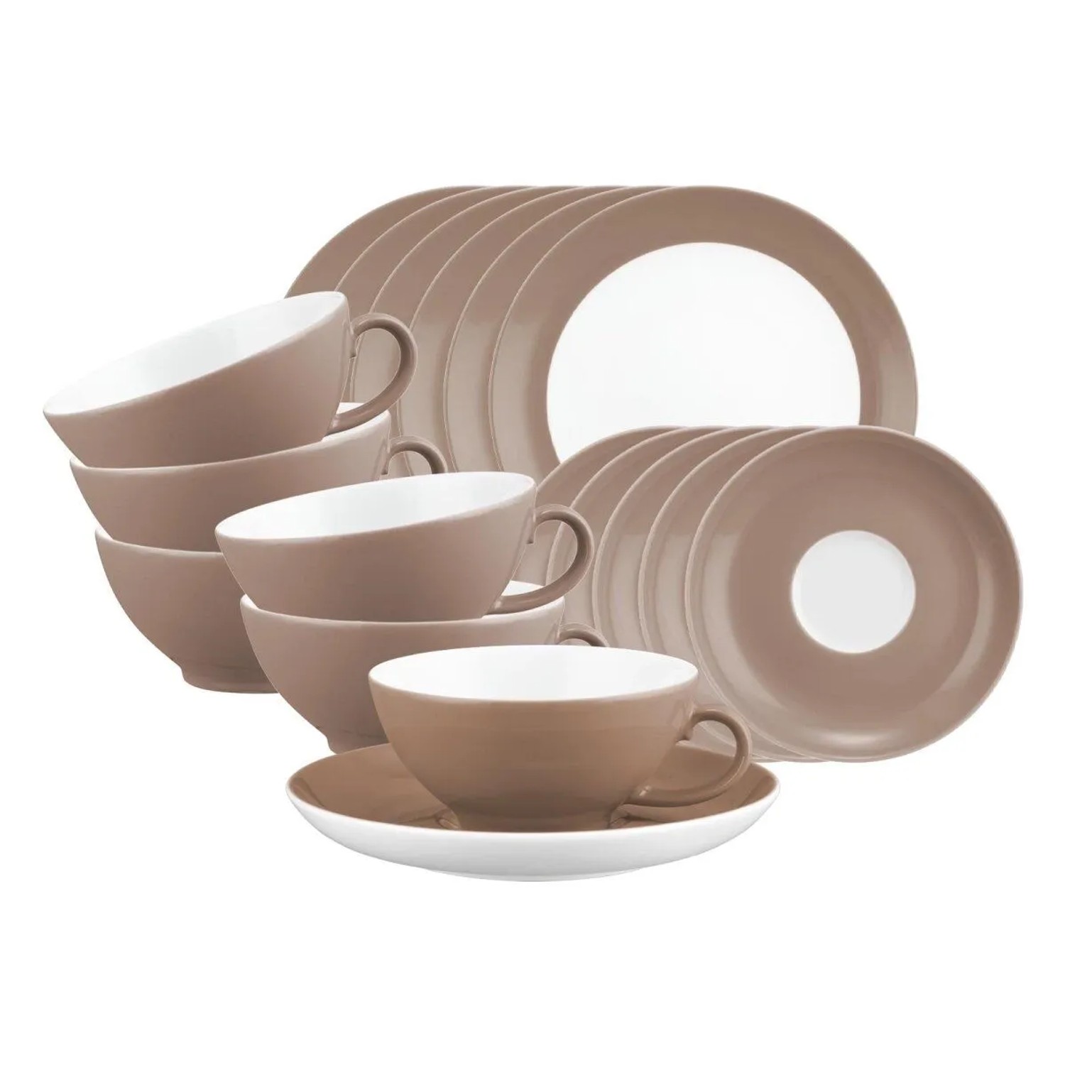 Seltmann Weiden Liberty Pure Colors Teeservice 18-teilig Cocoa Brown