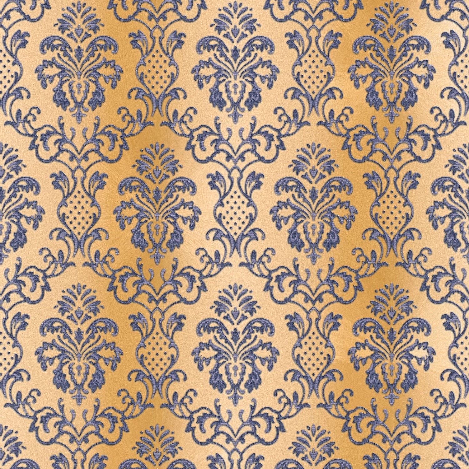 Bricoflor Neobarock Tapete Gold Blau Grau Wohnzimmer und Esszimmer Vliestapete mit Ornamenten Goldene Barock Wandtapete 