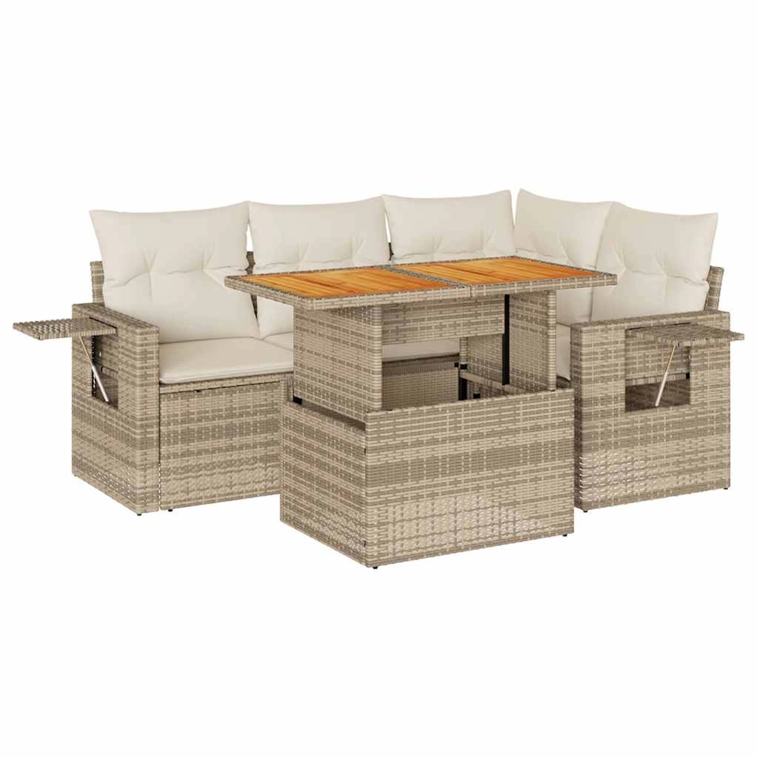 vidaXL 5-Tlg Garten-Sofagarnitur mit Kissen Beige Poly Rattan 3327145 günstig online kaufen