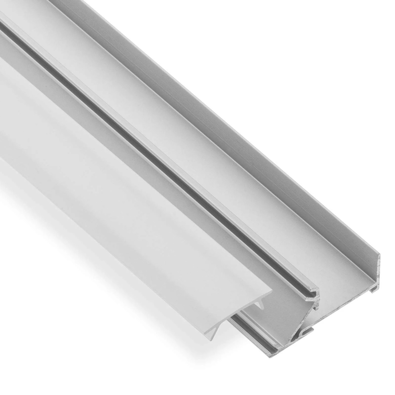 SOTECH LED Profil 45B für 19 mm Plattenstärke mit Nut für Furnierkante 2 m mit Opaler Abdeckung für LED Streifen