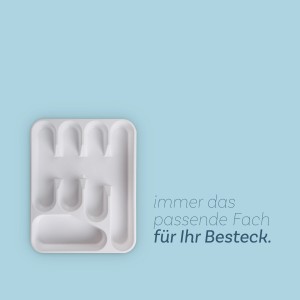 Weißer ProHome Besteckkasten (33,5x26cm) mit Fächern zur Aufbewahrung von Besteck.