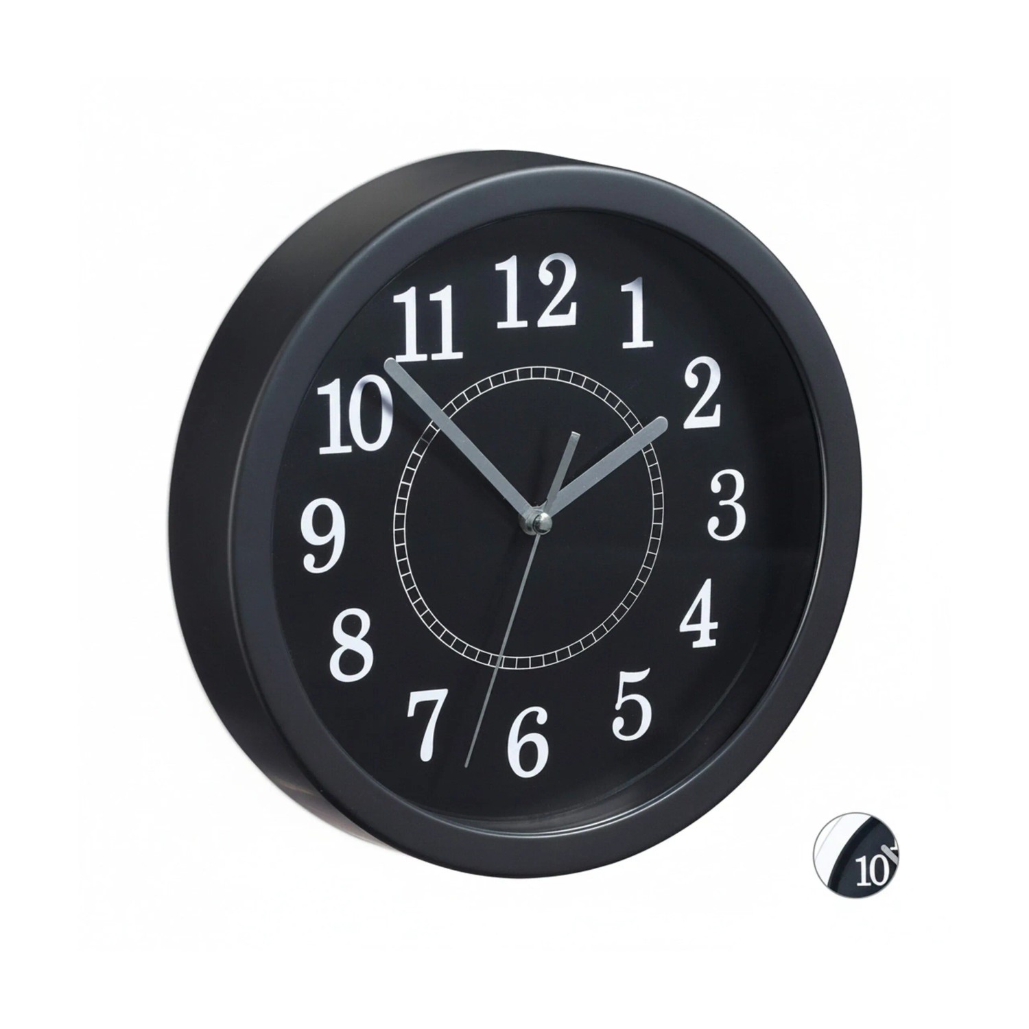 Relaxdays Wanduhr Kunststoff Metall Schwarz Sekundenzeiger 20 cm x 4 cm 250 g