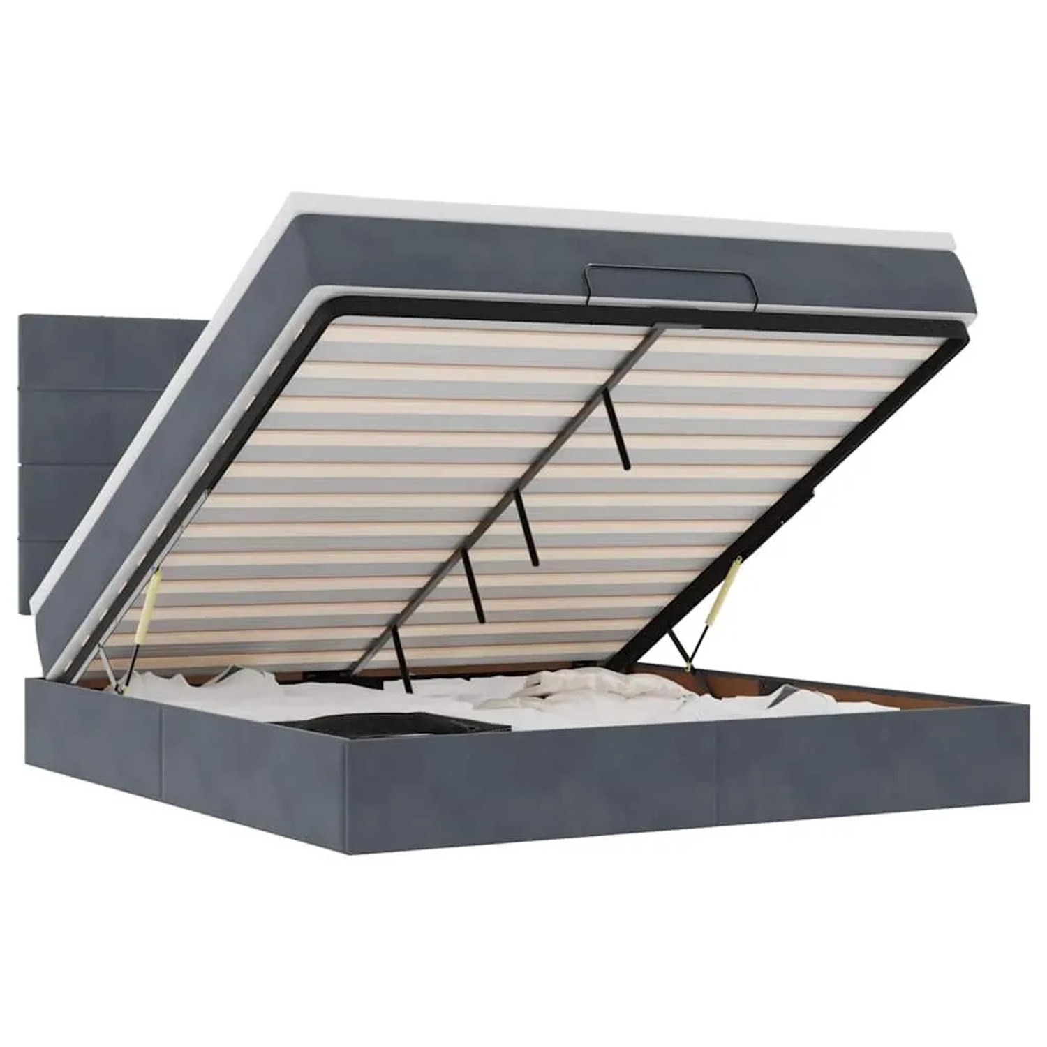 vidaXL Ottoman-Bett mit Matratzen Dunkelgrau 180x200 cm Samt 3313488