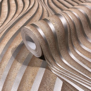 Marburg Vliestapete mit braunen, geschwungenen Streifen. Dekorative Tapete mit Glanz.