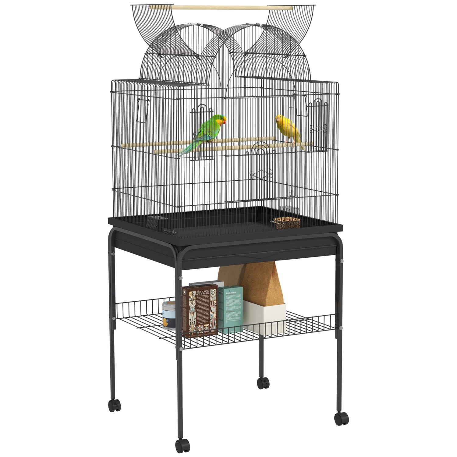 PawHut Vogelkäfig Stahl Kunststoff Schwarz 63L x 53B x 144H cm günstig online kaufen