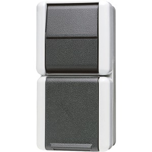 Jung WG800 Feuchtraum Kombination aus Steckdose und Wechselschalter IP44.