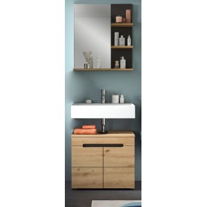 Inn.Furn Badmöbel Set in Eiche und Grau 2-teilig 63 cm Cooper