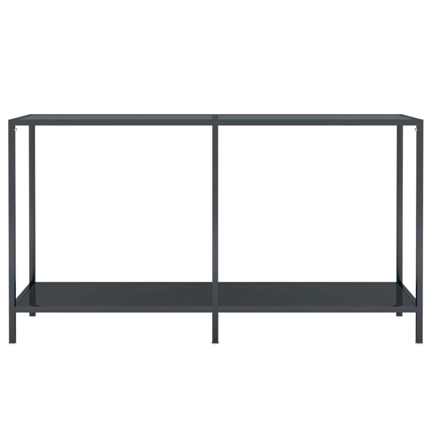 Schwarzer vidaXL Konsolentisch aus Glas und Stahl, 140x35x75,5 cm.