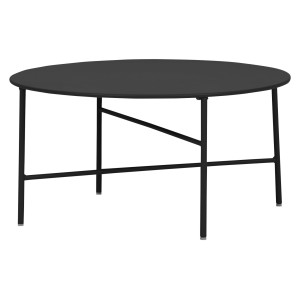 Schwarzer, runder ebuy24 Penny Gartentisch (Ø70 cm) mit Metallgestell.
