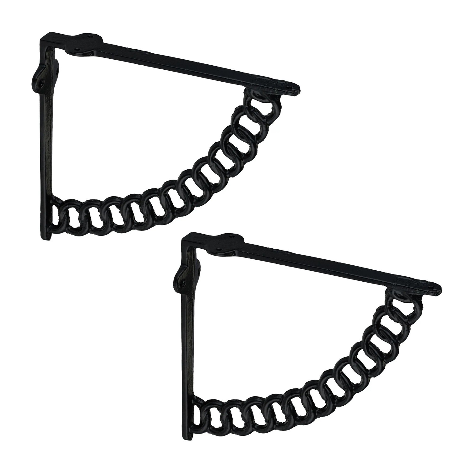 Relaxdays Regalträger 2er Set Gusseisen Schwarz 17,5 cm x 4 cm x 21 cm 450 g