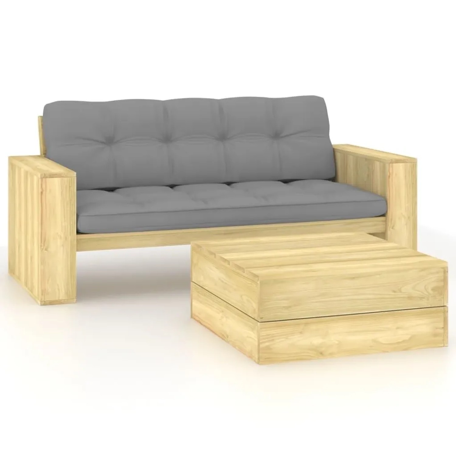 vidaXL 2-Tlg Garten-Lounge-Set mit Kissen Kiefernholz Imprägniert 3065778