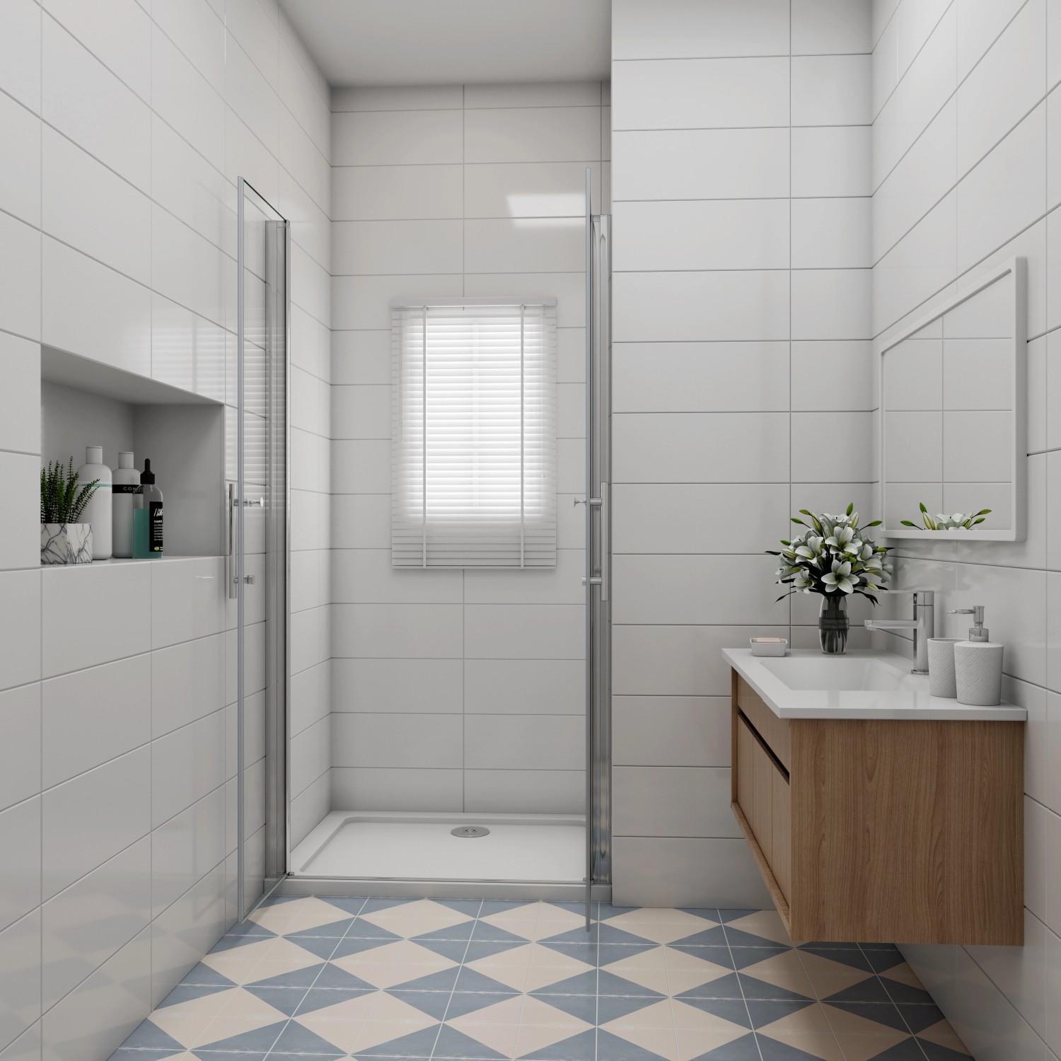 AICA Duschkabine 80x195cm mit Doppeltür, Nischentür aus 6mm ESG Glas, Schwingtür