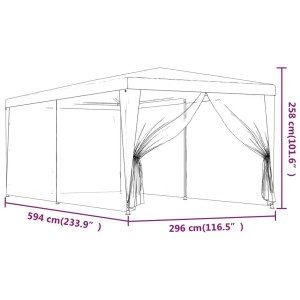 Blaues Partyzelt 3x6 m mit Mesh-Seitenwänden, ideal für Gartenpartys & Events.