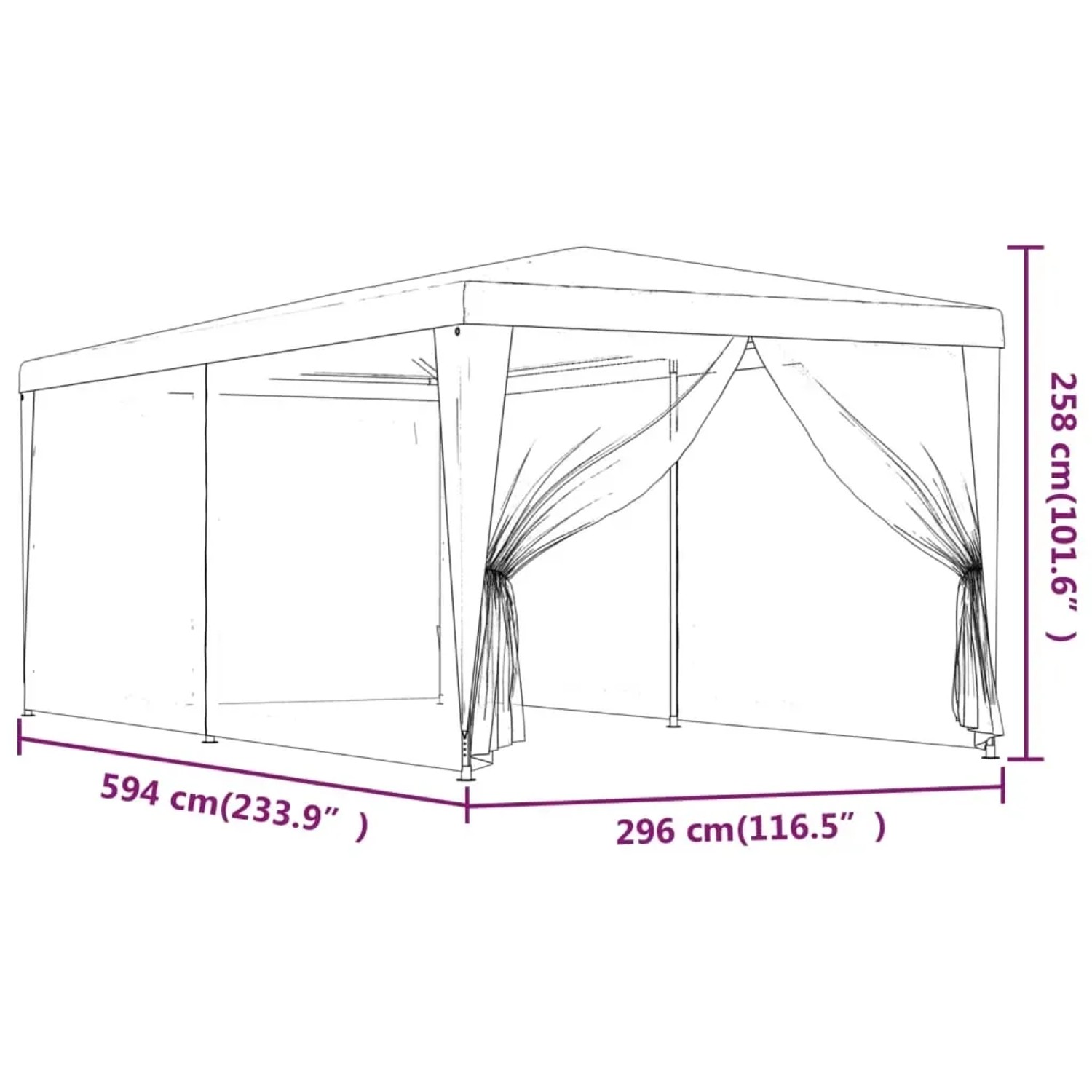 Blaues Partyzelt 3x6 m mit Mesh-Seitenwänden, ideal für Gartenpartys & Events.