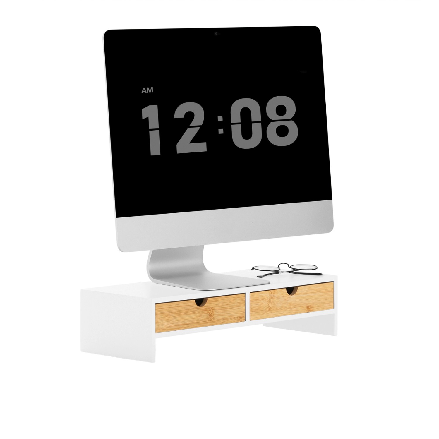 SoBuy Monitorständer mit 2 Schubladen Monitorerhöhung für Schreibtisch 47x1 günstig online kaufen
