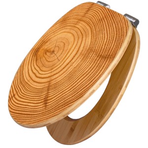 Banjado WC-Sitz aus Bambus mit Baumstamm-Motiv und Absenkautomatik.