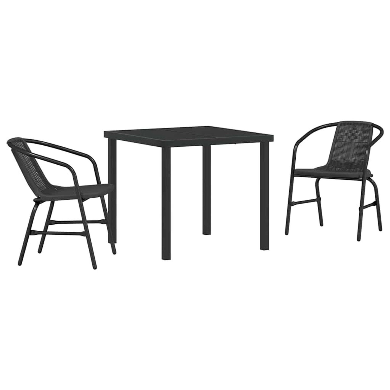 vidaXL Garten Essgruppe 3-Tlg Schwarz Poly Rattan 3379380 günstig online kaufen