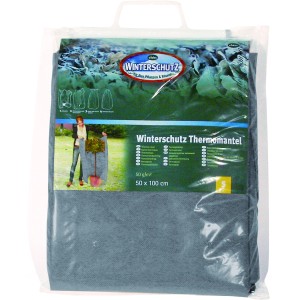 Winterschutz Thermomantel Stein 150x70cm für Pflanzen, einfache Anwendung mit Reißverschluss.