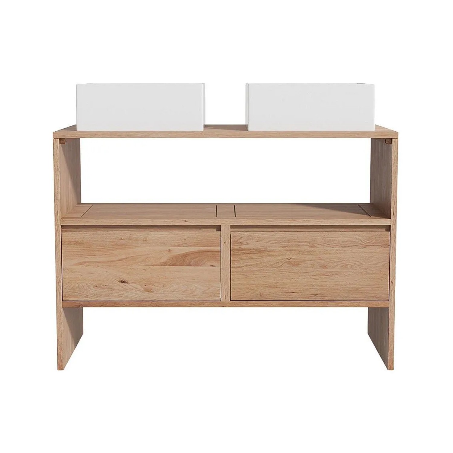 Vente-unique Doppelwaschtisch Cavizo Naturfarben Hell 110 cm