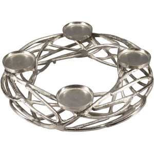 Silberner Boltze Home Kerzenleuchter Ringval für 4 Kerzen, moderne Weihnachtsdekoration.