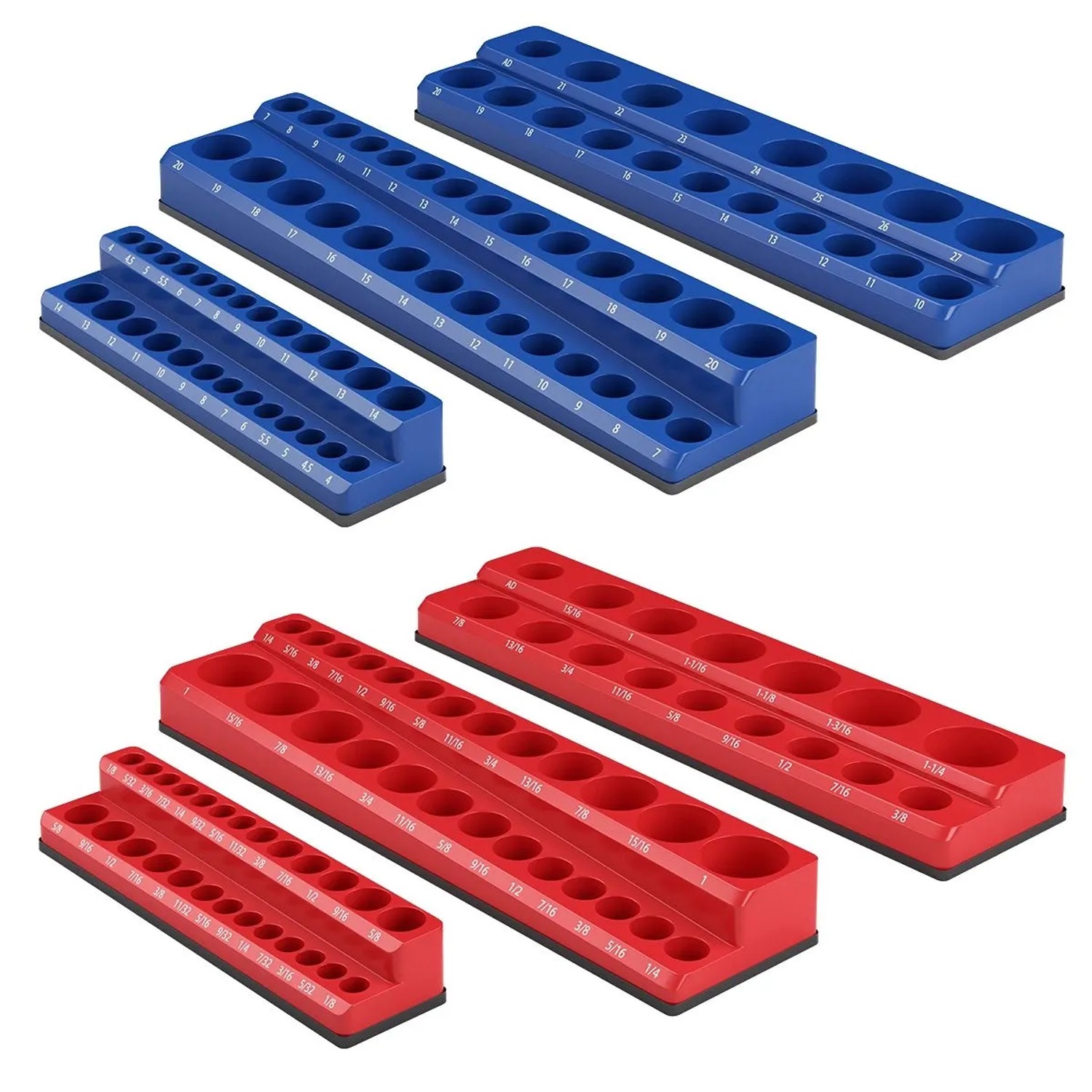 Costway 6 Stk Steckschlüssel Halter Magnetisch Sae Rot Metrisch Blau