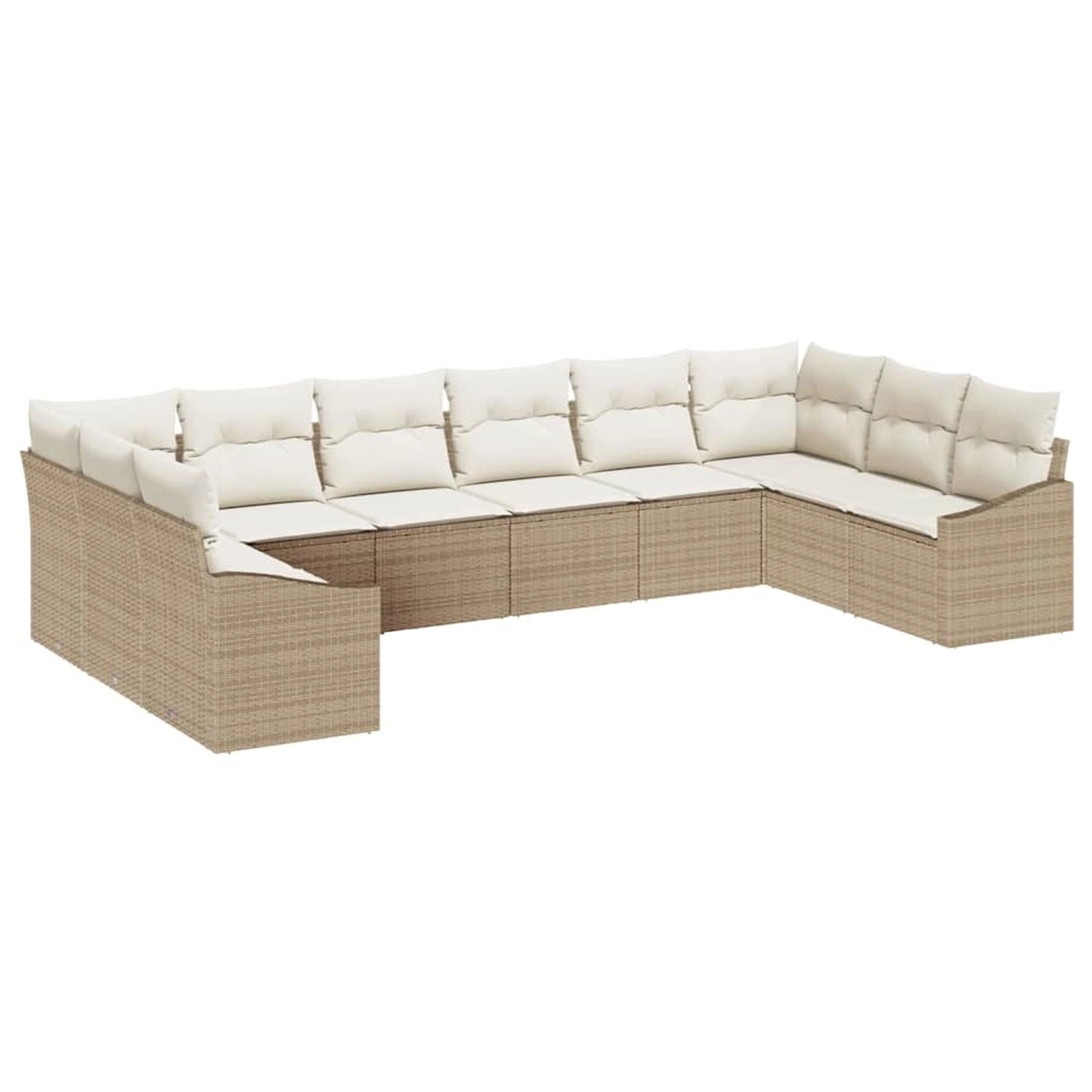 vidaXL Garten-Sofa-Set 10-Tlg Beige Poly Rattan 3346901 günstig online kaufen