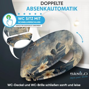 SANILO WC-Sitz Lilybud mit Absenkautomatik und floralem Muster. WC-Deckel und Brille schließen sanft.