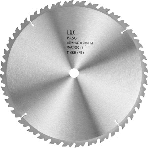 LUX HM-Kreissägeblatt Holz, Ø 450 mm, 36 Zähne, für Tischkreissägen.