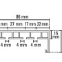 Technische Zeichnung Gardinia Vorhangschiene P2Ü Weiß 150 cm mit Maßangaben.