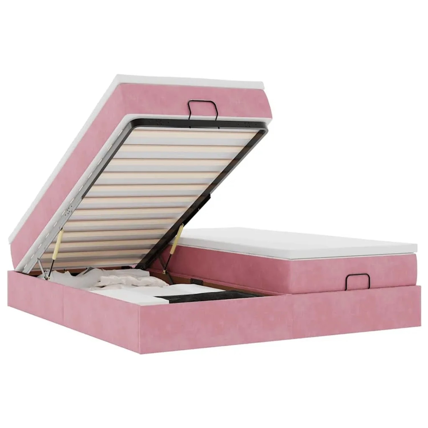 vidaXL Ottoman-Bett mit Matratzen Rosa 200x200 cm Samt 3311272