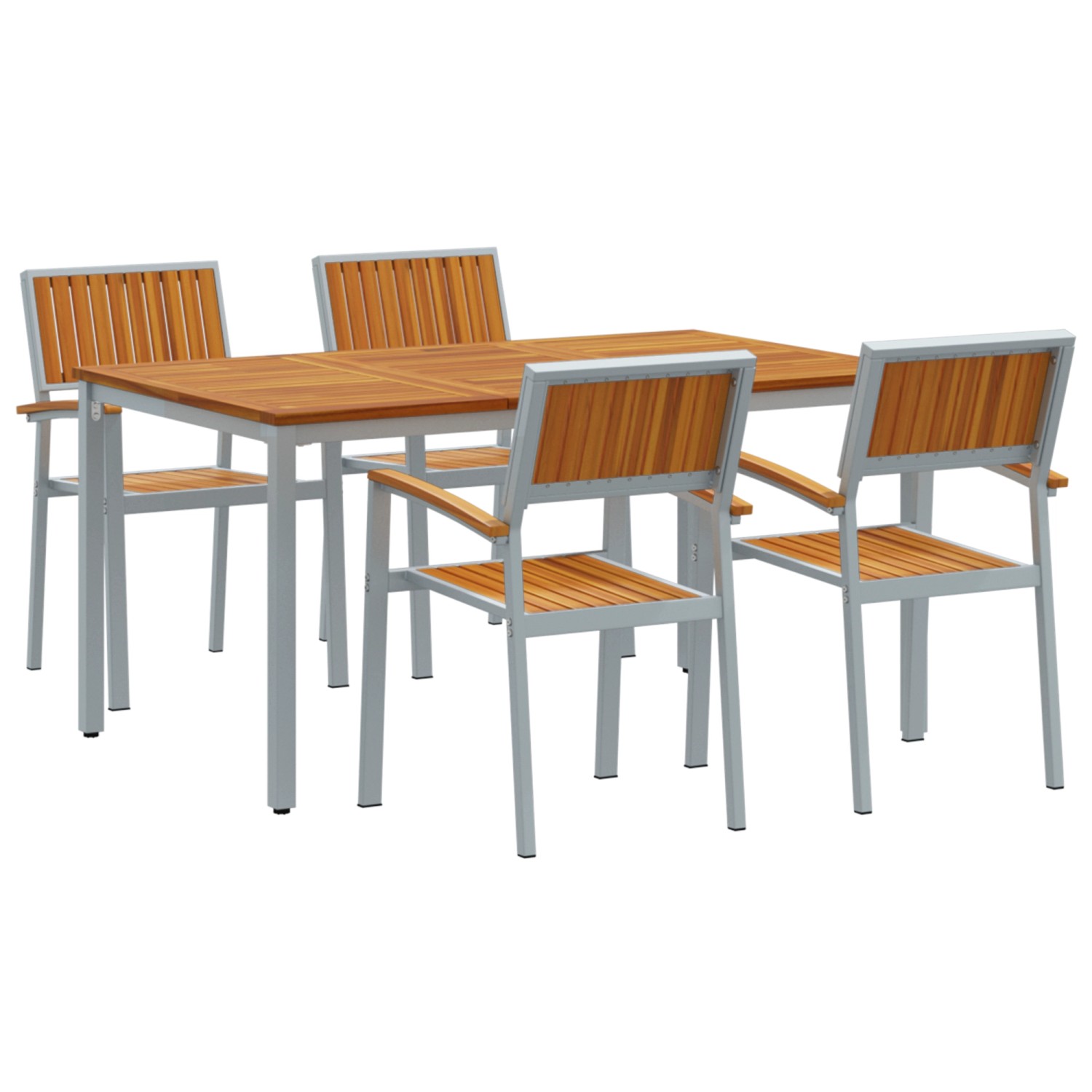 vidaXL 5-Teiliges Gartenset aus Solidem Akazienholz und Metall 3284423