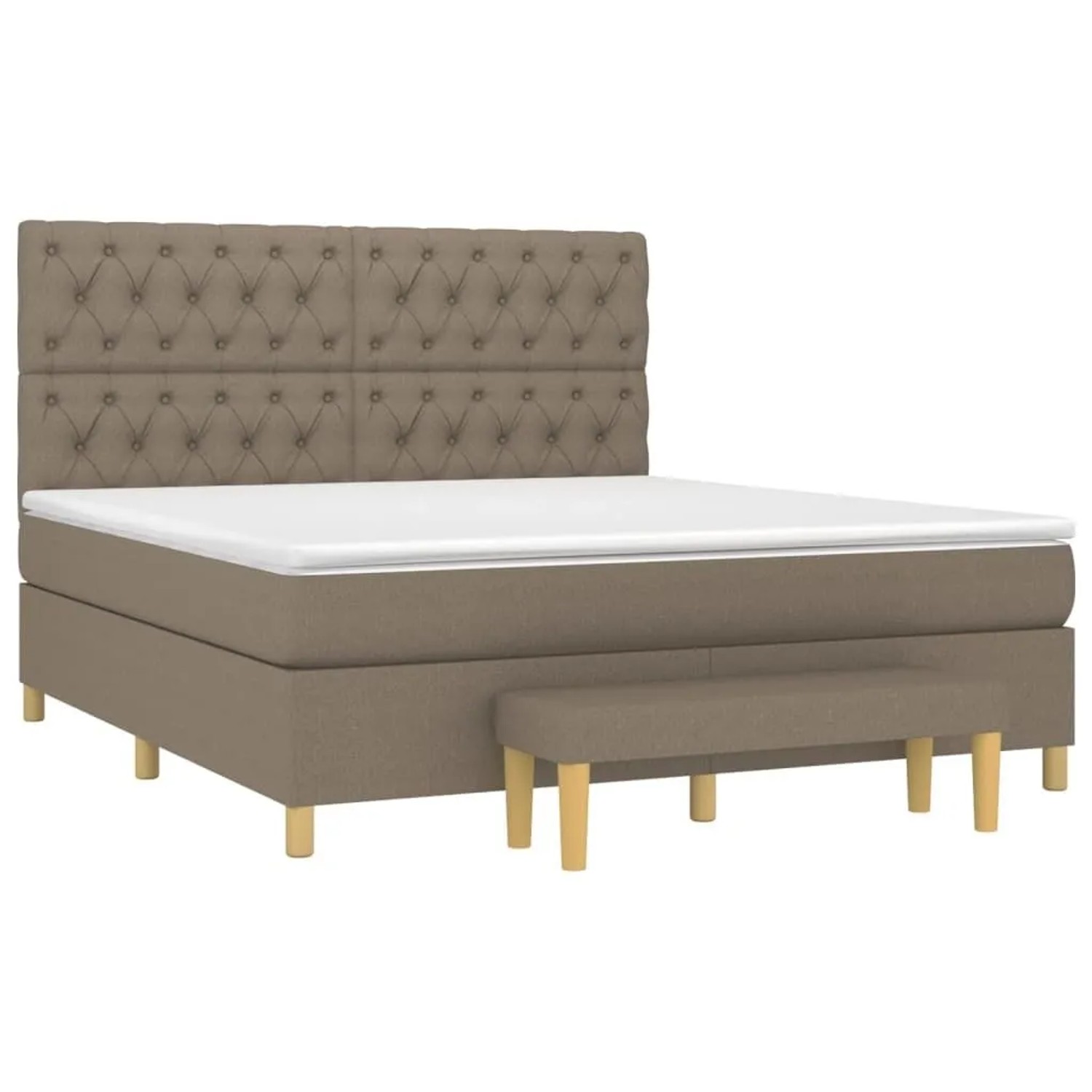 vidaXL Boxspringbett mit Matratze Taupe 160x200 cm Stoff 3137409