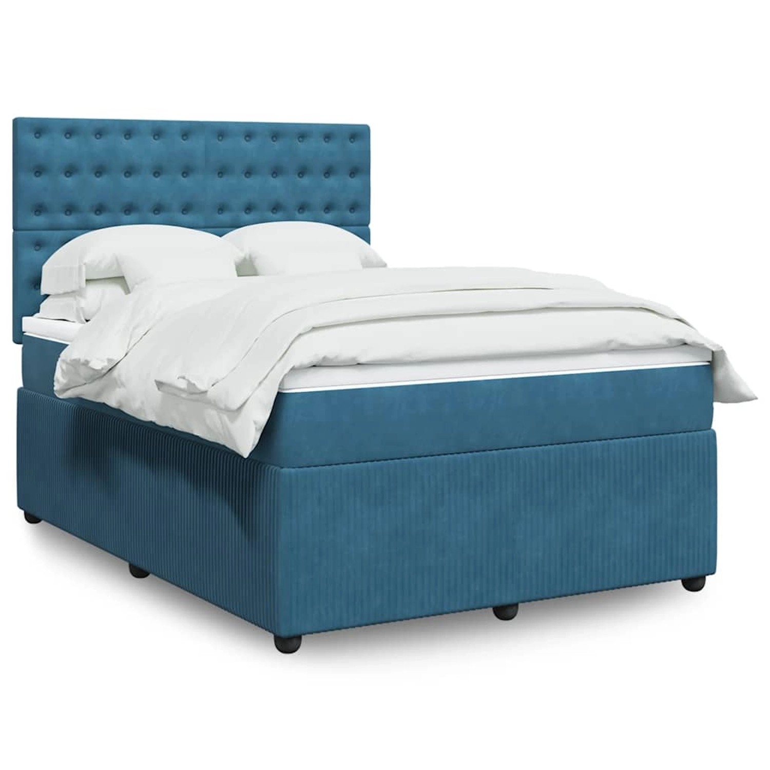 vidaXL Boxspringbett mit Matratze Blau 140x200 cm Samt 3294674 günstig online kaufen