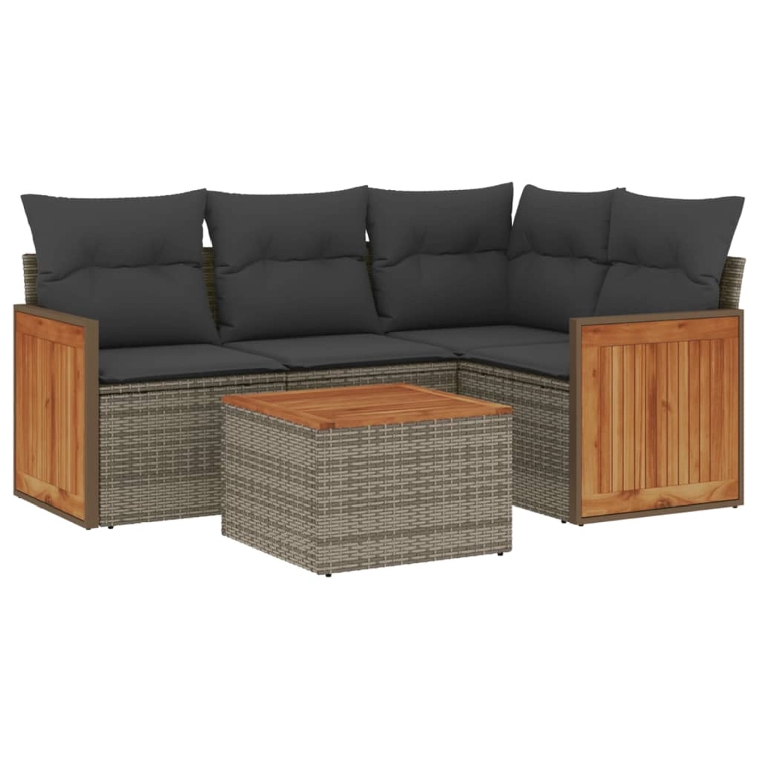 vidaXL 5-Tlg Garten-Sofagarnitur mit Kissen Grau Poly Rattan 3227621 günstig online kaufen