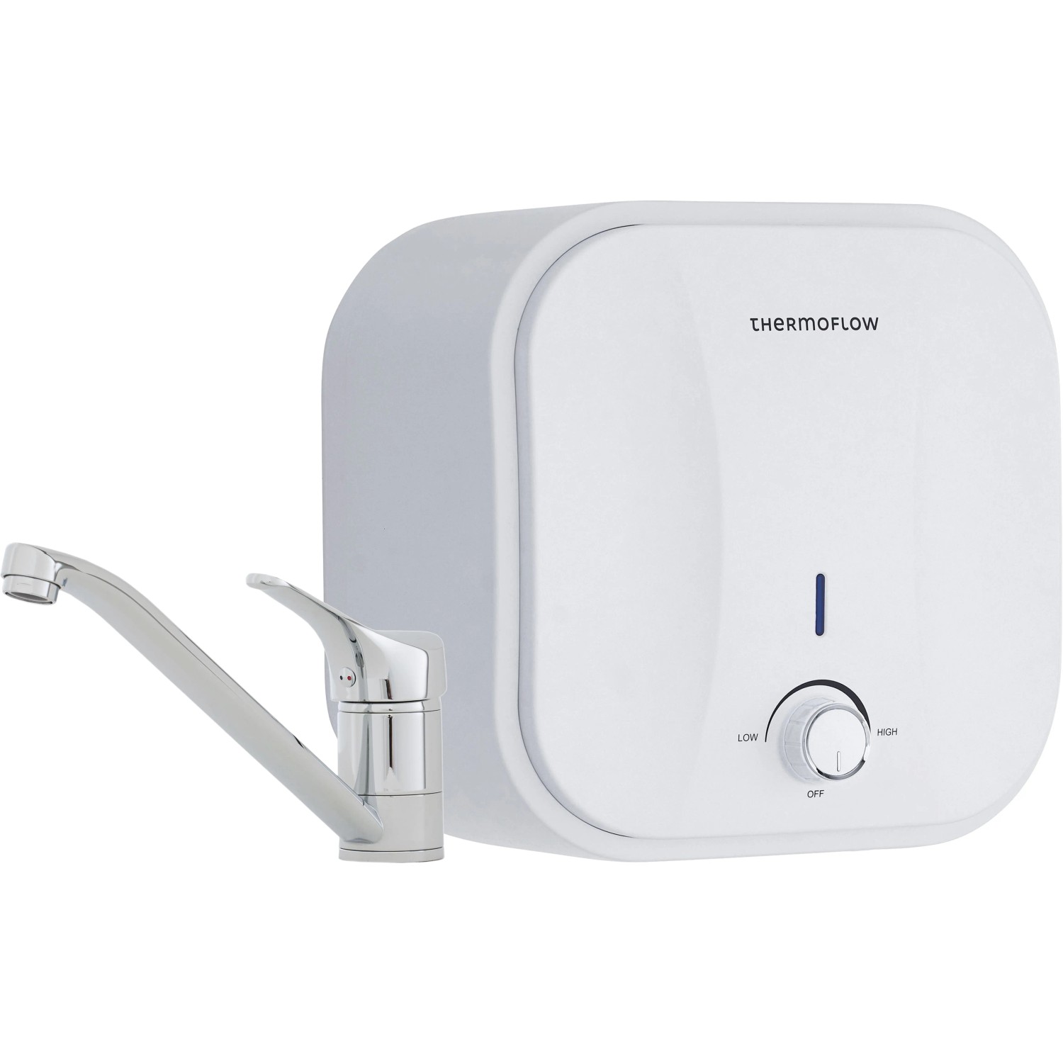 Thermoflow Untertischspeicher 10L mit Armatur QMIX700, druckfest, für Küche/Waschtisch.