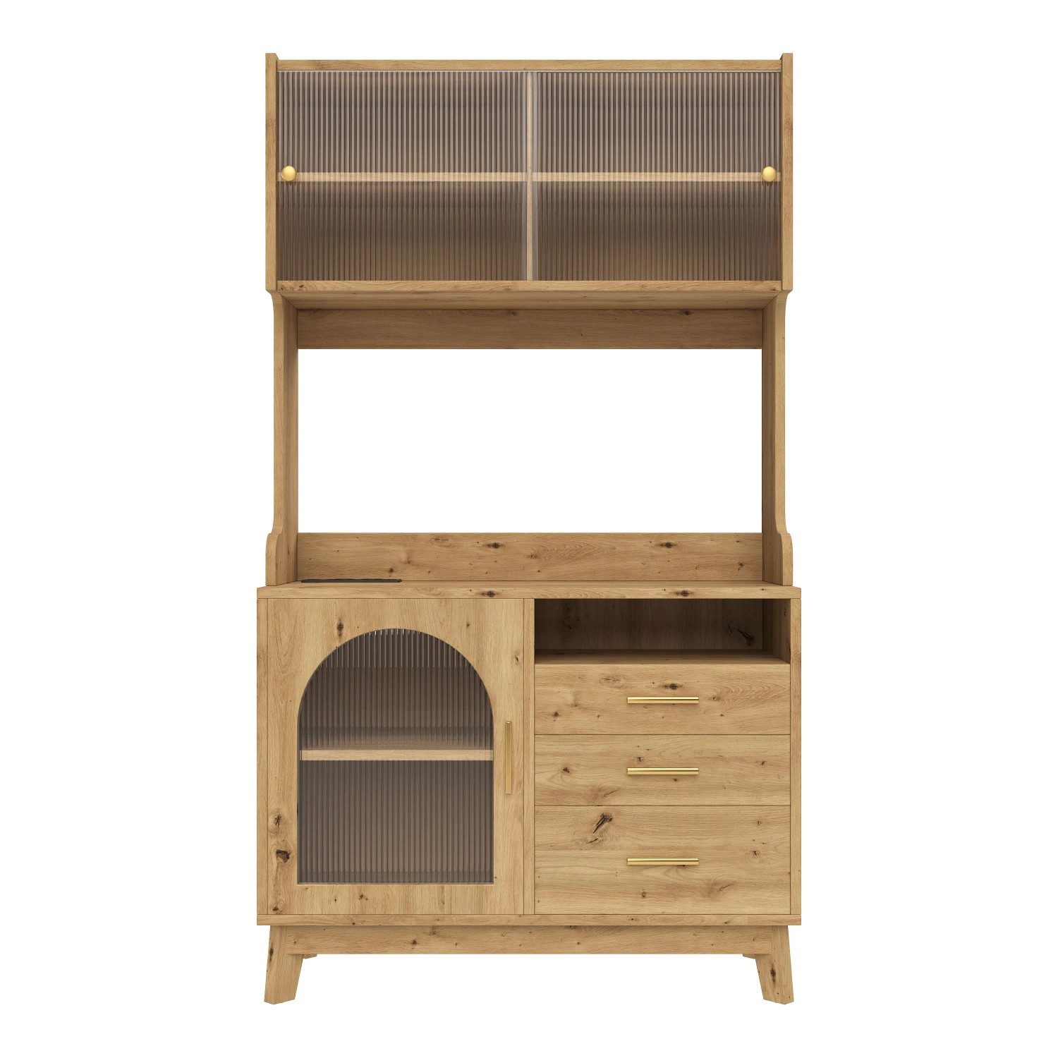 Merax Buffetschrank 100x40x178 cm Mit Steckdose USB C Stauraum Holzoptik