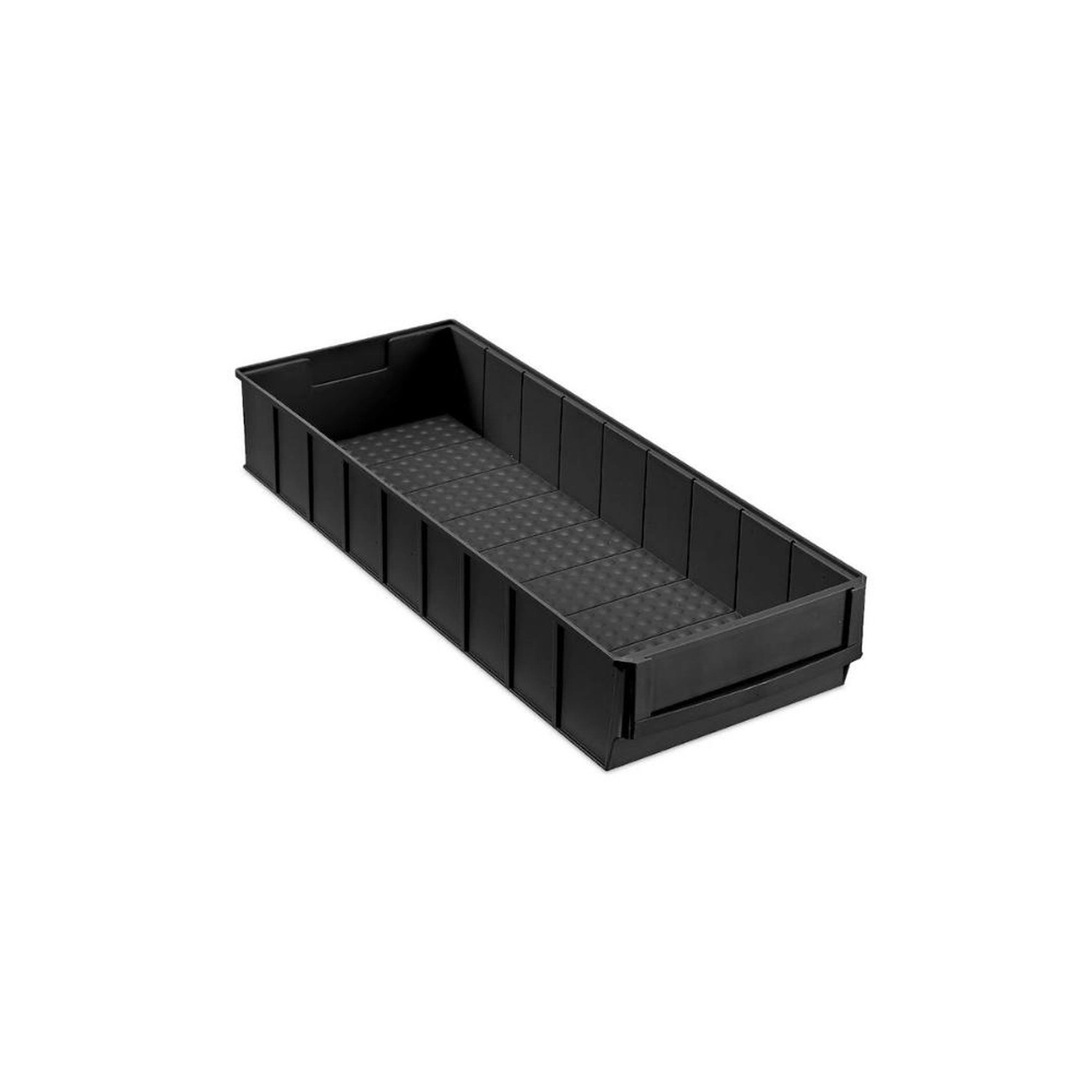 Schwarze PROREGAL ESD Industriebox, 6 Liter, für Aufbewahrungssysteme im Lager oder Werkstatt.