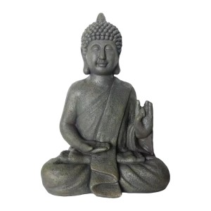 Relaxdays Buddha Figur Polyresin Anthrazit Wetterfest 52 cm x 35 cm x 21 cm