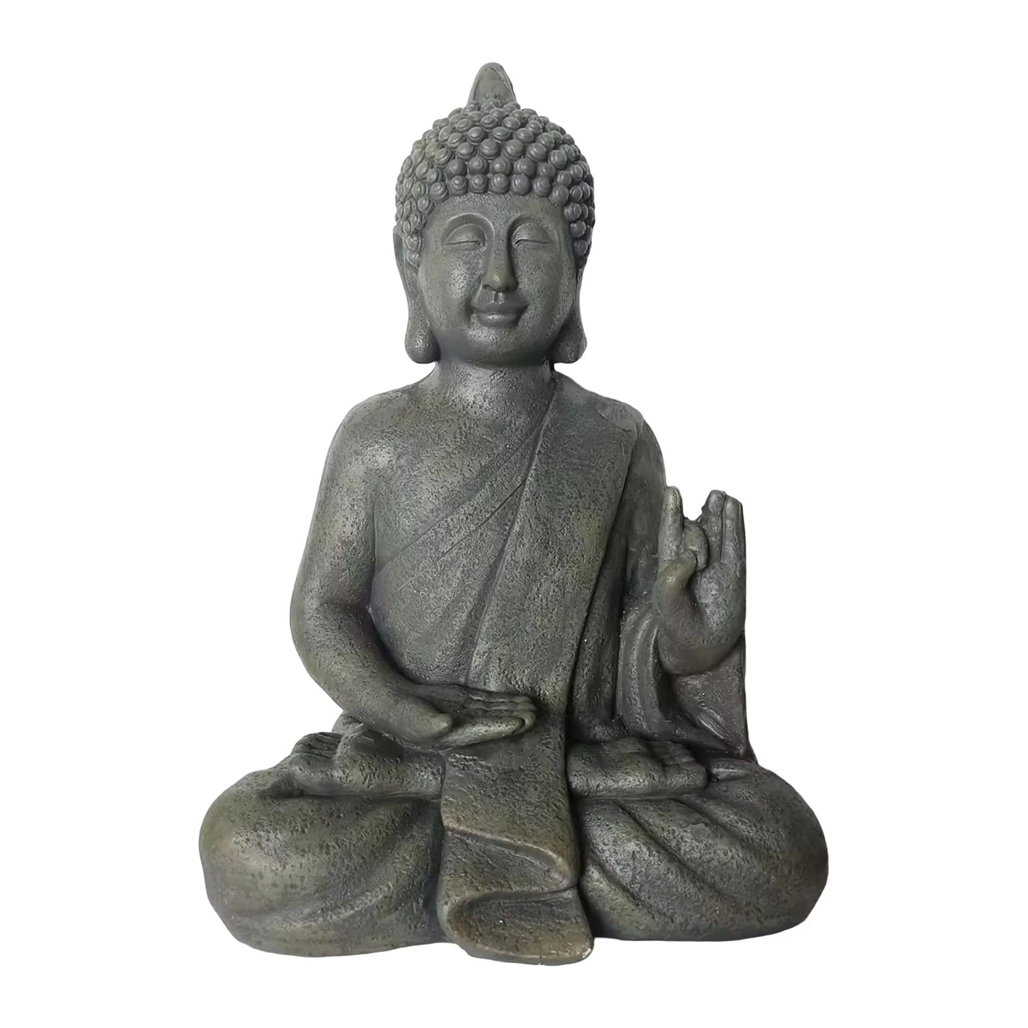 Relaxdays Buddha Figur Polyresin Anthrazit Wetterfest 52 cm x 35 cm x 21 cm