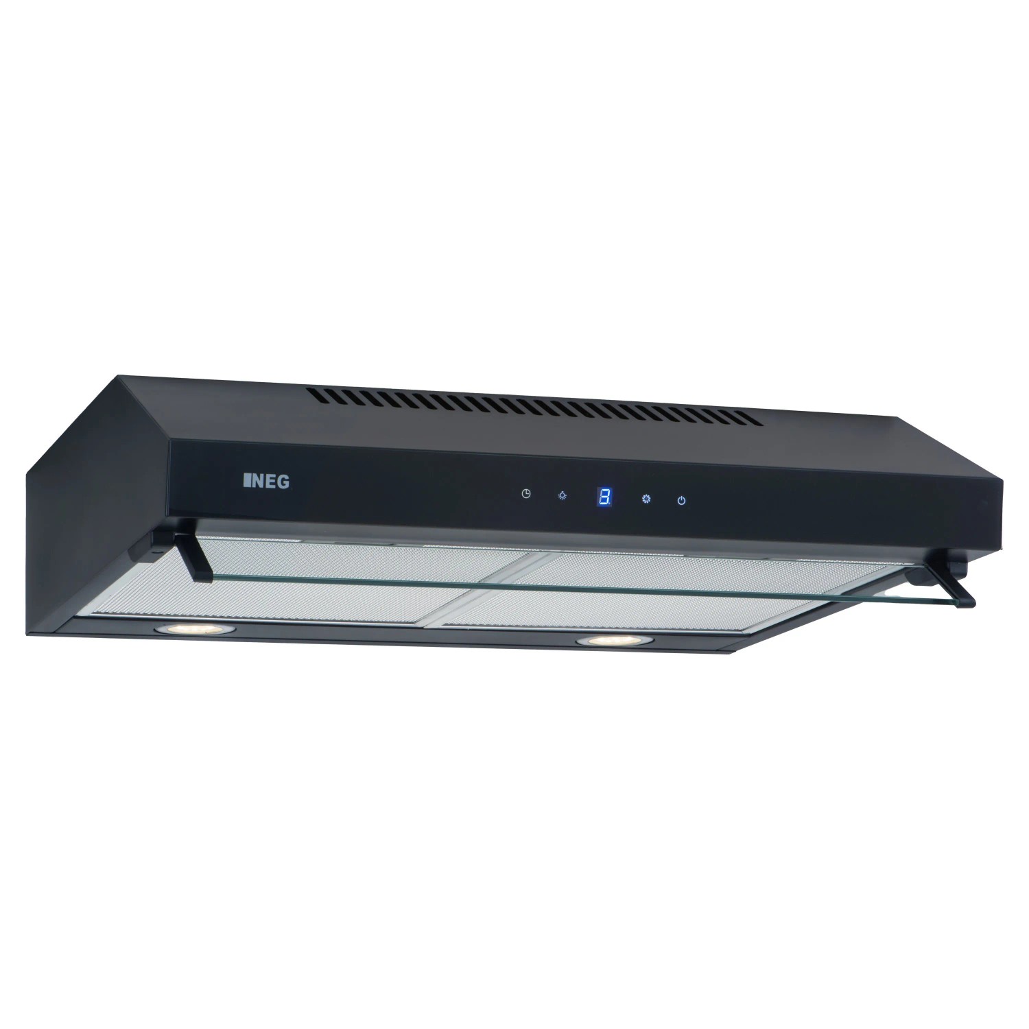 NEG Doppelmotor Unterbau Dunstabzugshaube NEG15-DCST+  60cm 395 m³/h Glasfront Sensor-Touch Schwarz