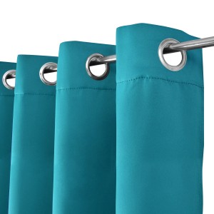 Türkise Beautissu Blackout Vorhänge Amelie, 2er Set mit Ösen für Gardinenstange.