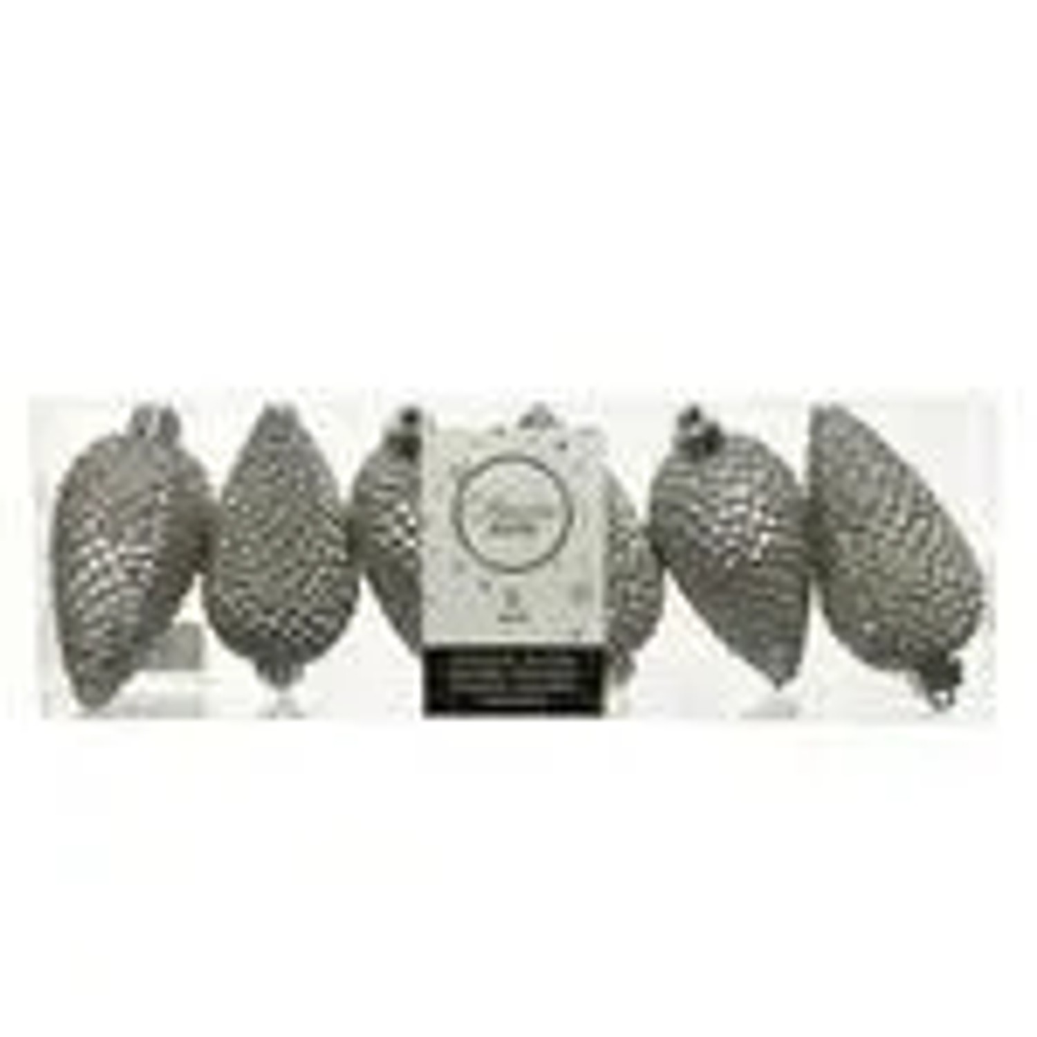 Thumbnail - Kaemingk Christbaumschmuck Zapfen Bruchfest  4,5 cm H 8 cm 6 Stueck Grau