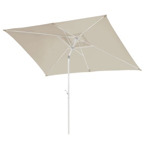 Rechteckiger, matt beiger Svita Sonnenschirm 3x2m, ideal für Balkon und Terrasse.