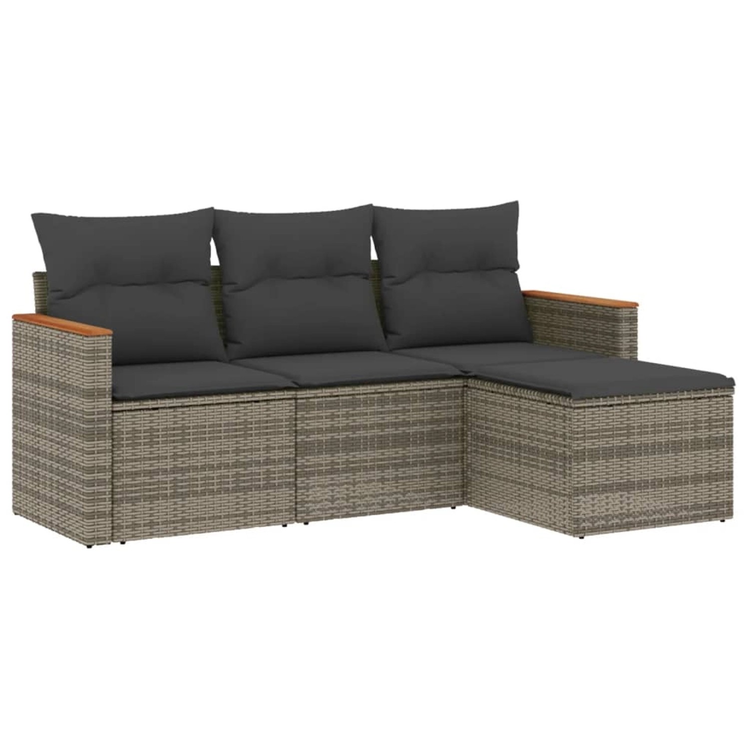 vidaXL 4-Tlg Garten-Sofagarnitur mit Kissen Grau Poly Rattan 3258308 günstig online kaufen