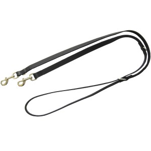 Schwarze Heim Hunde-Vorführleine aus Softleder, 240 cm lang und 3-fach verstellbar.