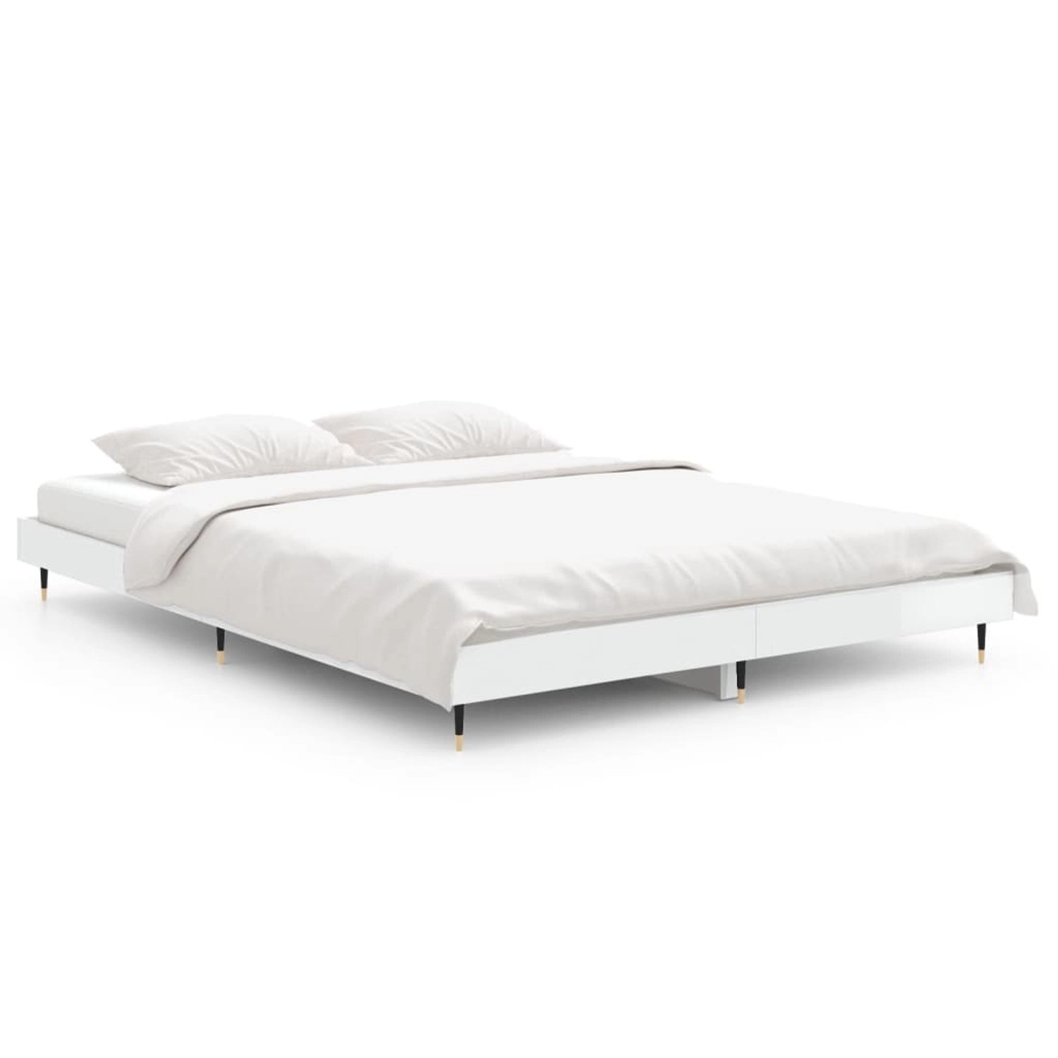 vidaXL Bettgestell Hochglanz-Weiß 135x190 cm Holzwerkstoff 832183 günstig online kaufen